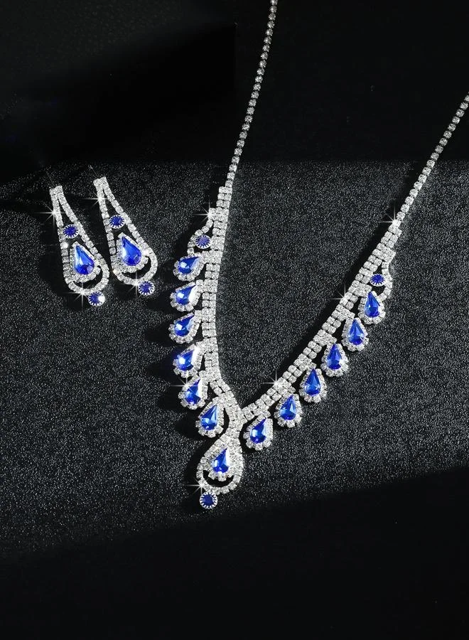 تايك تو طقم من عقد وأقراط مرصع بالراين